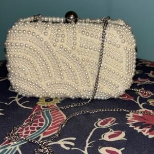 Lulus Bridal Pearl Beaded Clutch Shoulder Bag